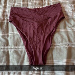Aerie Ribbed Bikini Bottom - Deep Burgundy